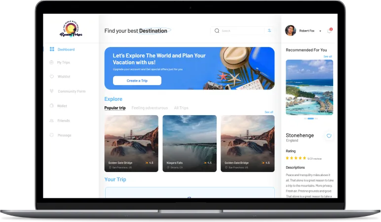 Roam Trip Web App Visual Design