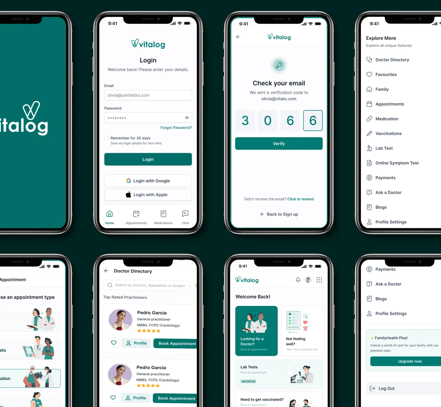 Vitalog, the mobile app UI design